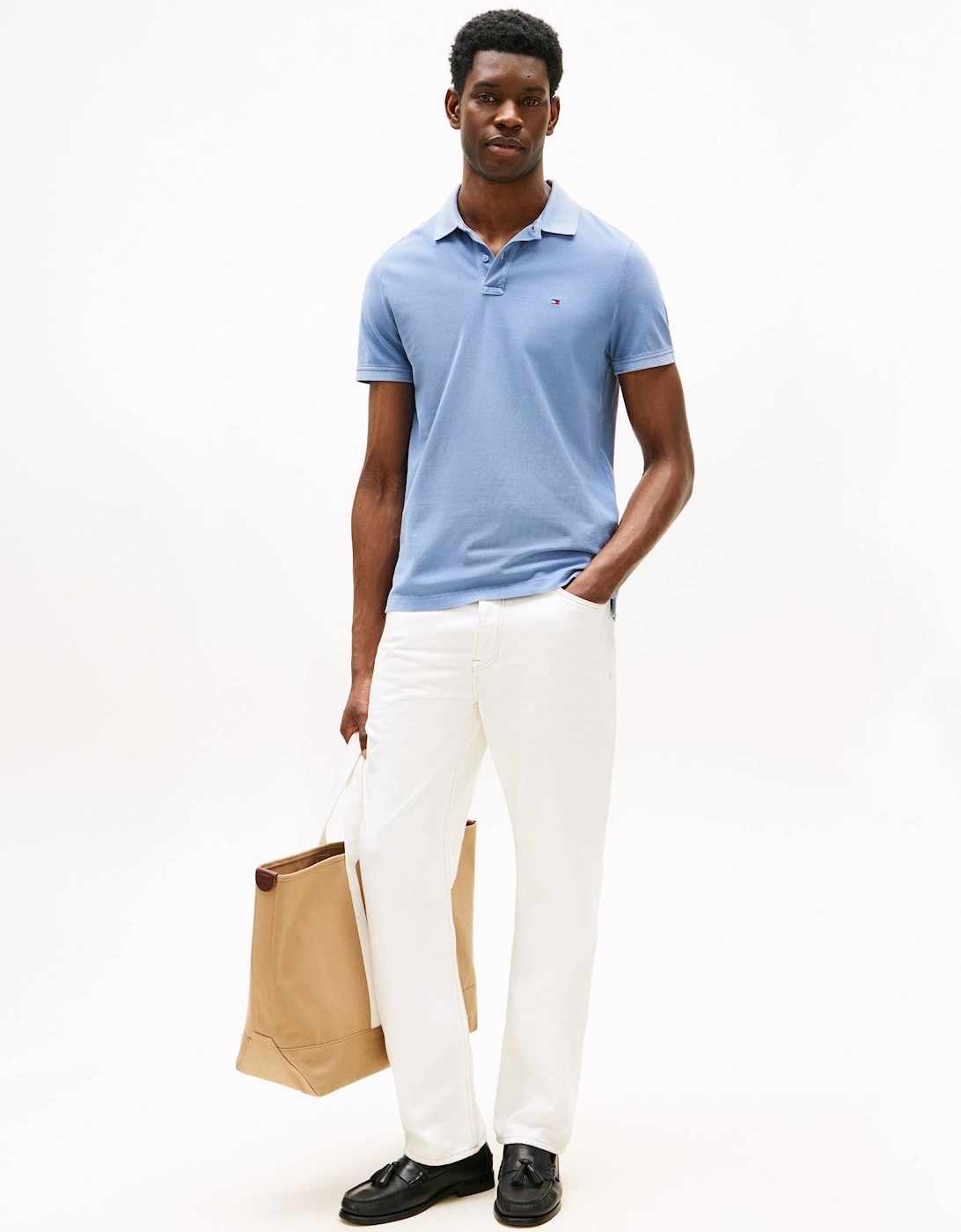 Men's Tommy Hilfiger Garment Dyed Regular Fit Mens Polo - Brisk Blue - : 42/Regular