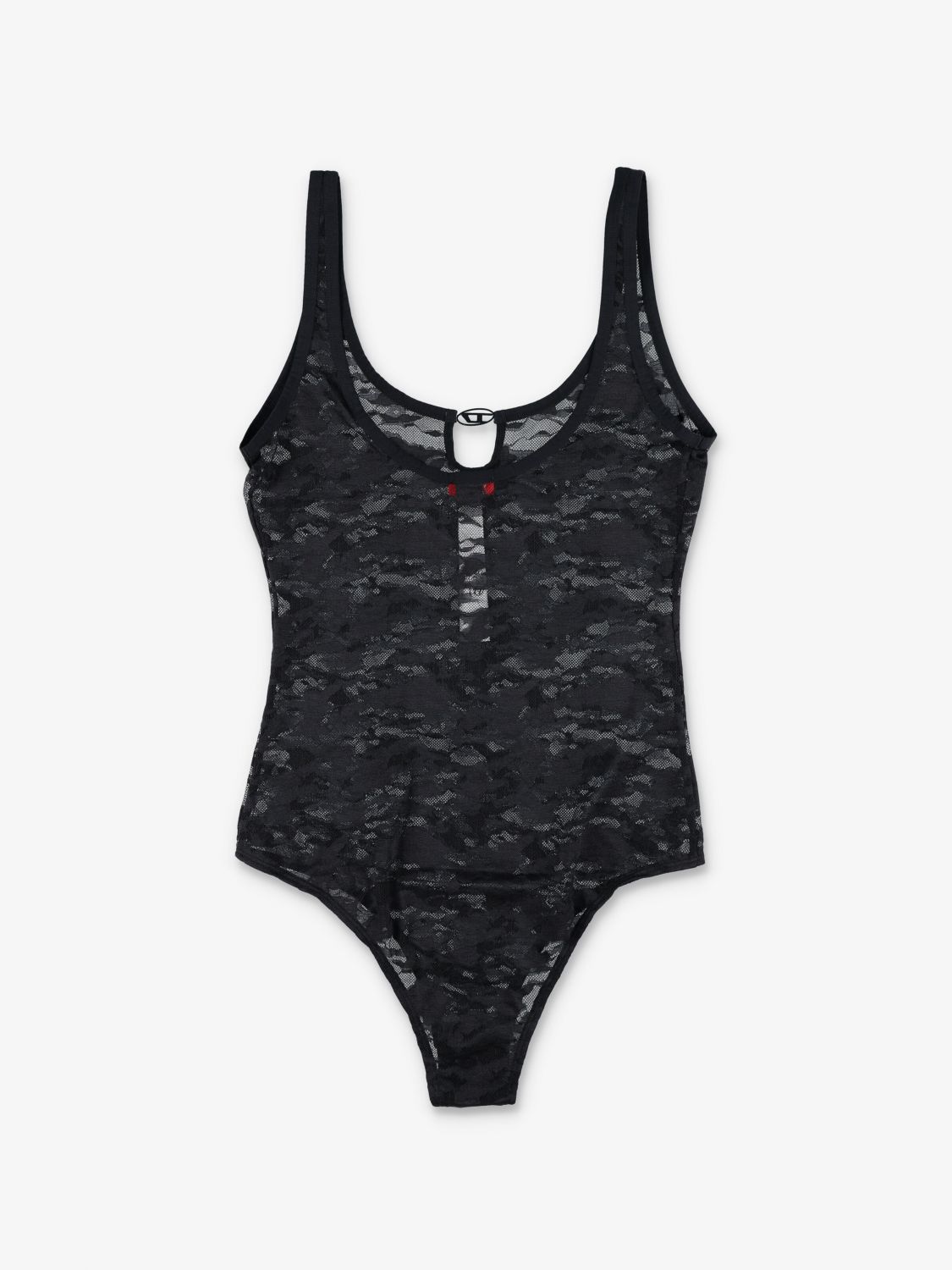 Logo-plaque lace bodysuit - Black