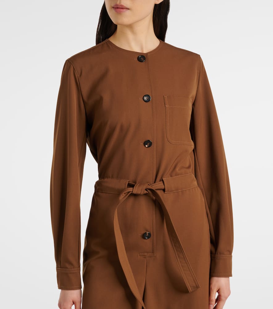Max Mara Maine belted wool gabardine playsuit