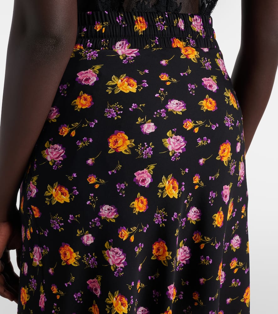 Floral silk-blend charmeuse maxi skirt