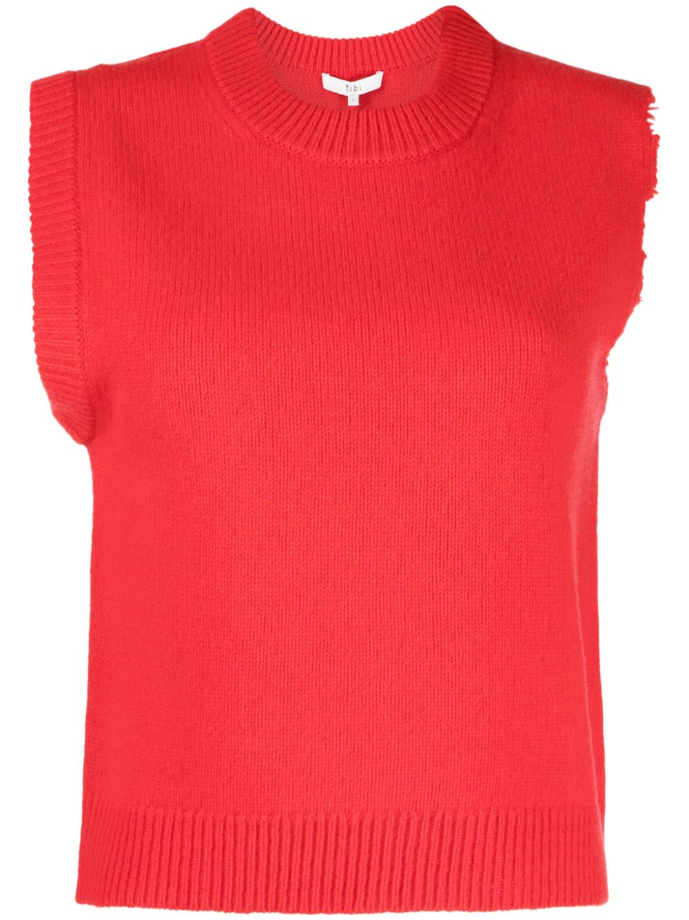 Distressed lambswool vest - Red