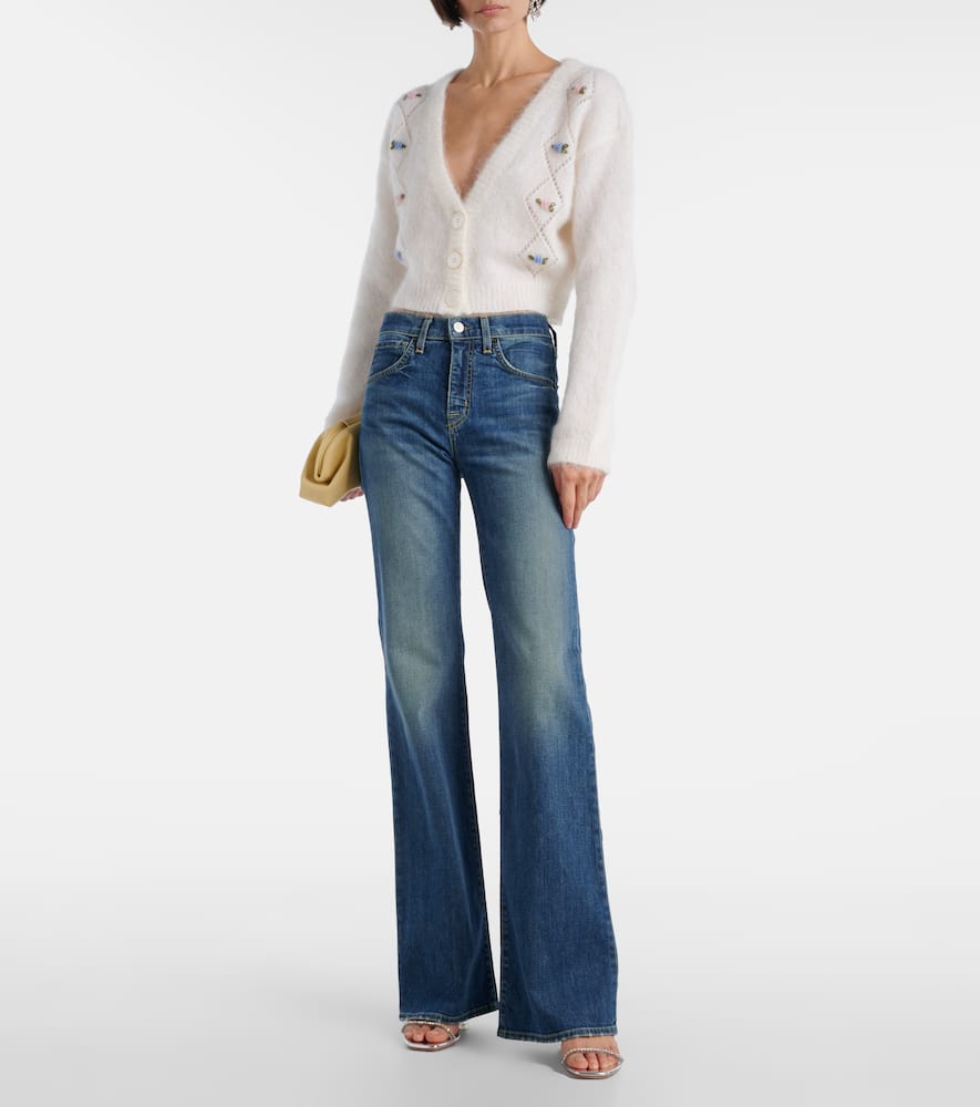 Embroidered mohair-blend cardigan