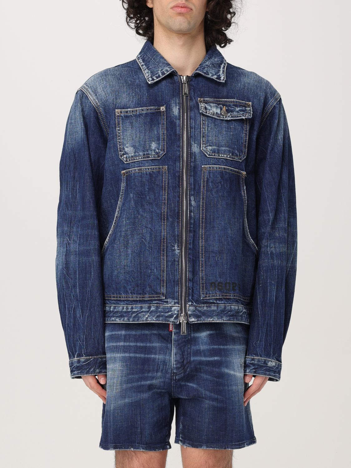 Zippered denim jacket - Blue