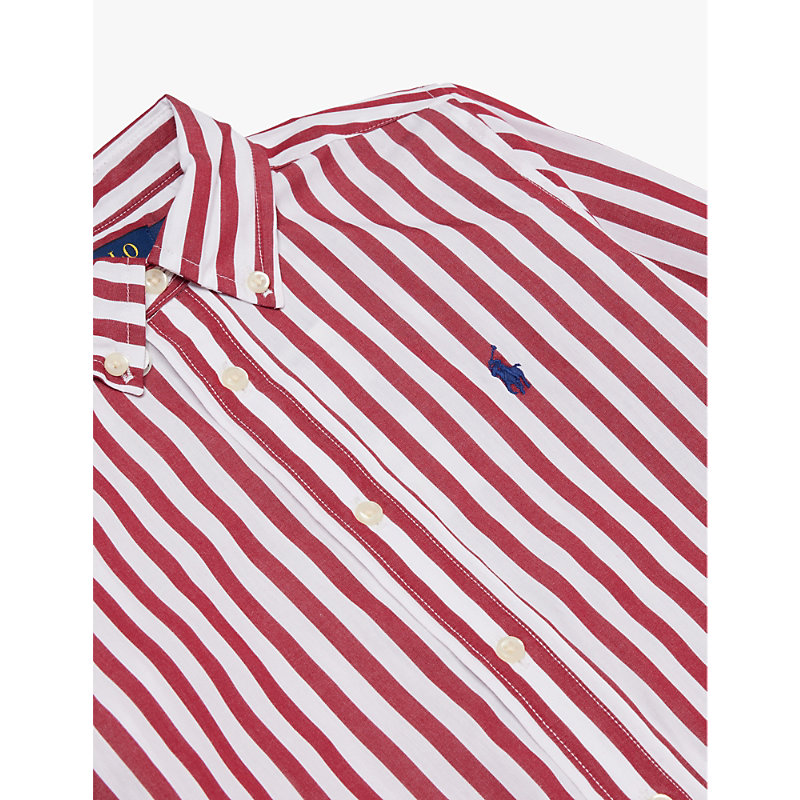 Boys Red Kids Boys' Logo-embroidered Cotton-poplin Shirt S