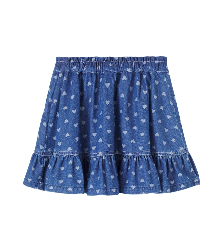 Printed denim skirt