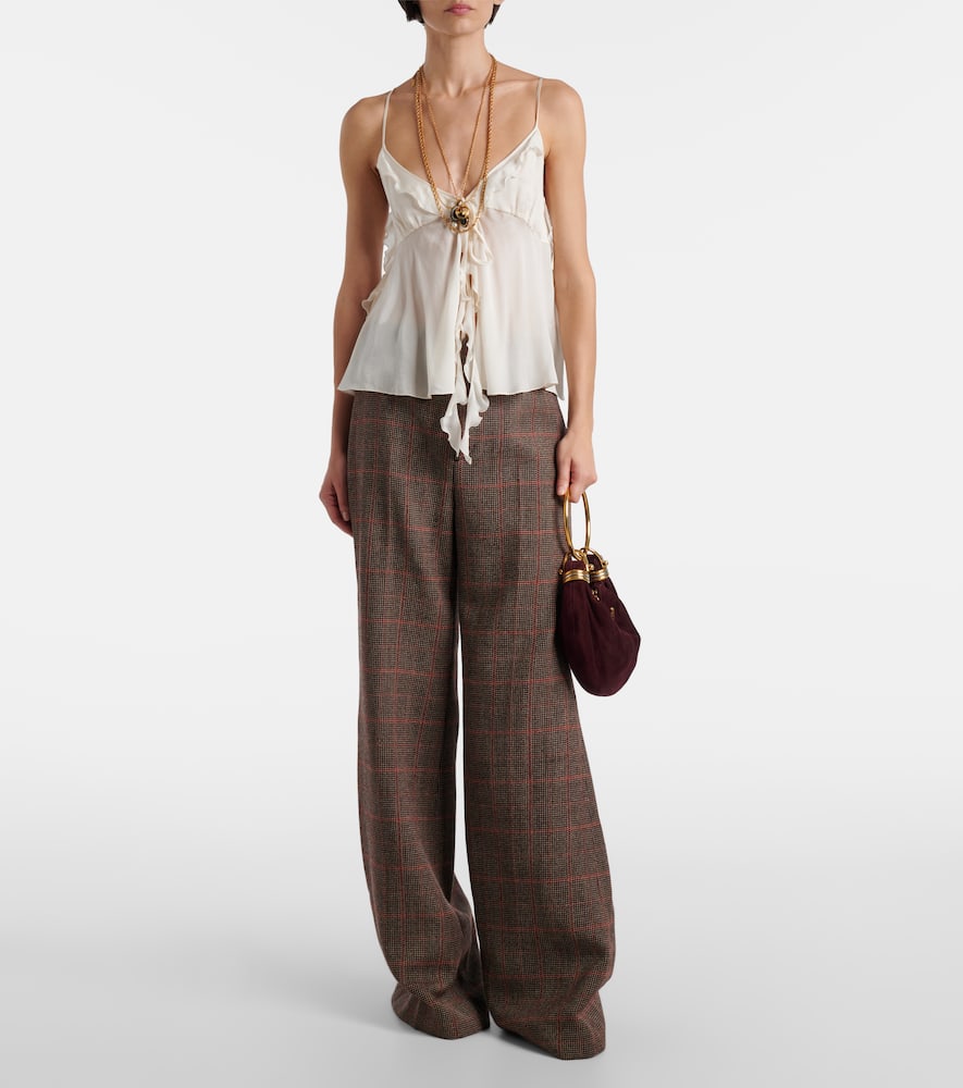 Chloé Checked high-rise wool flared pants
