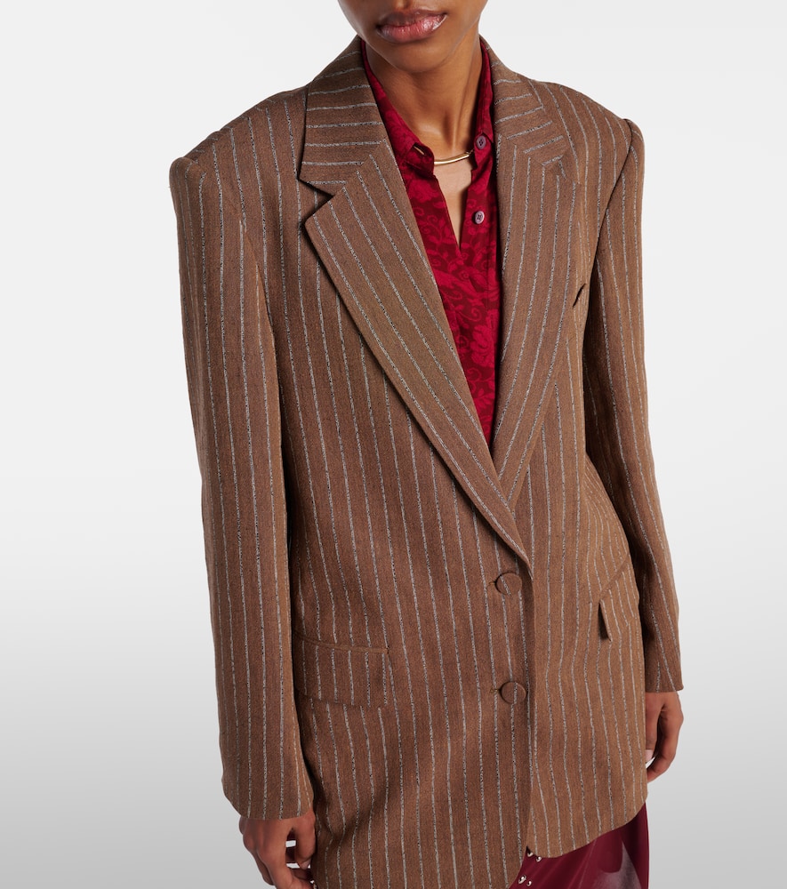 Striped linen-blend blazer