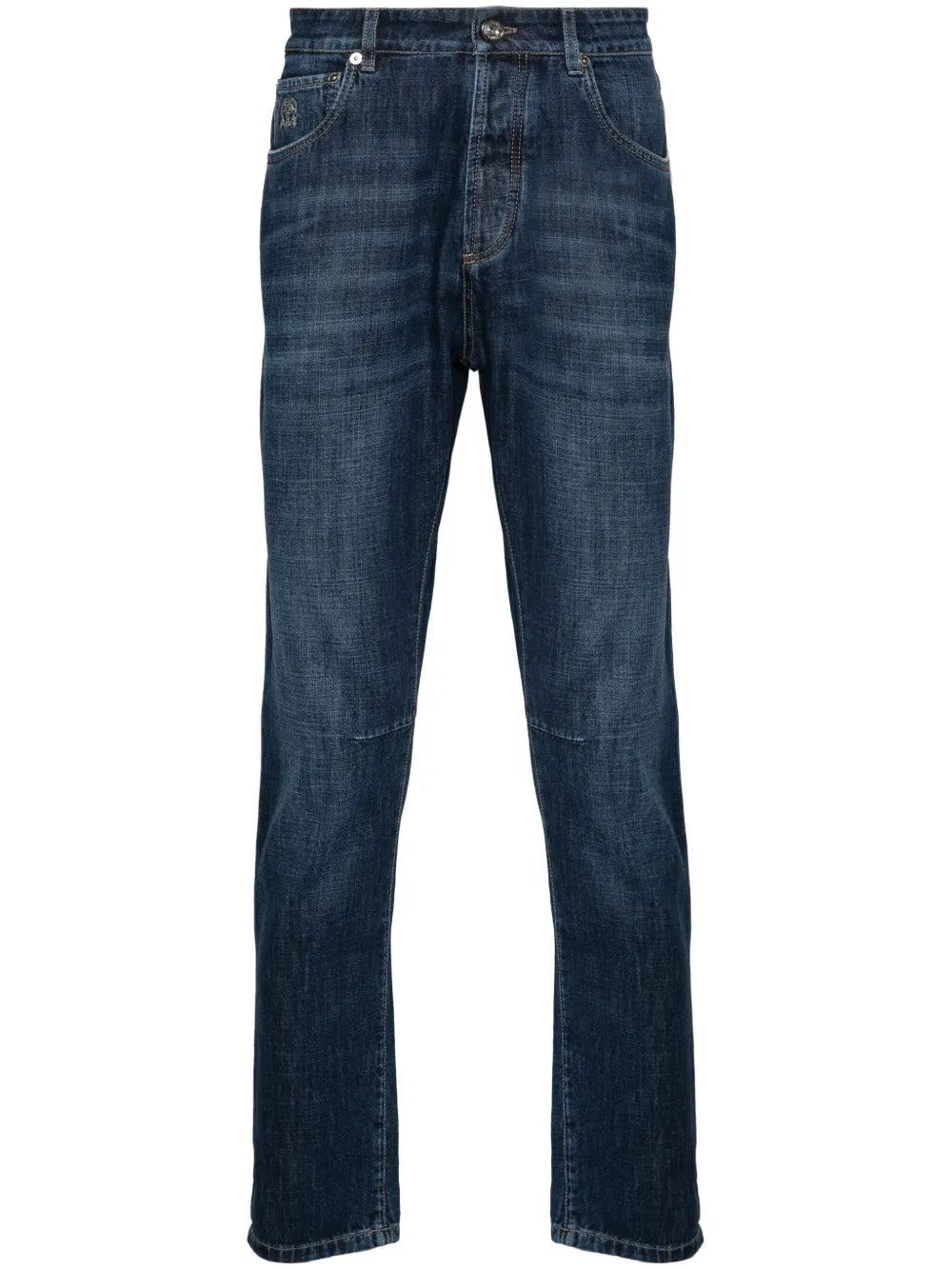 Cotton Denim Dark Wash Jeans — Blue