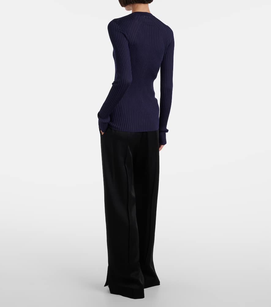 Ribbed-knit silk cardigan