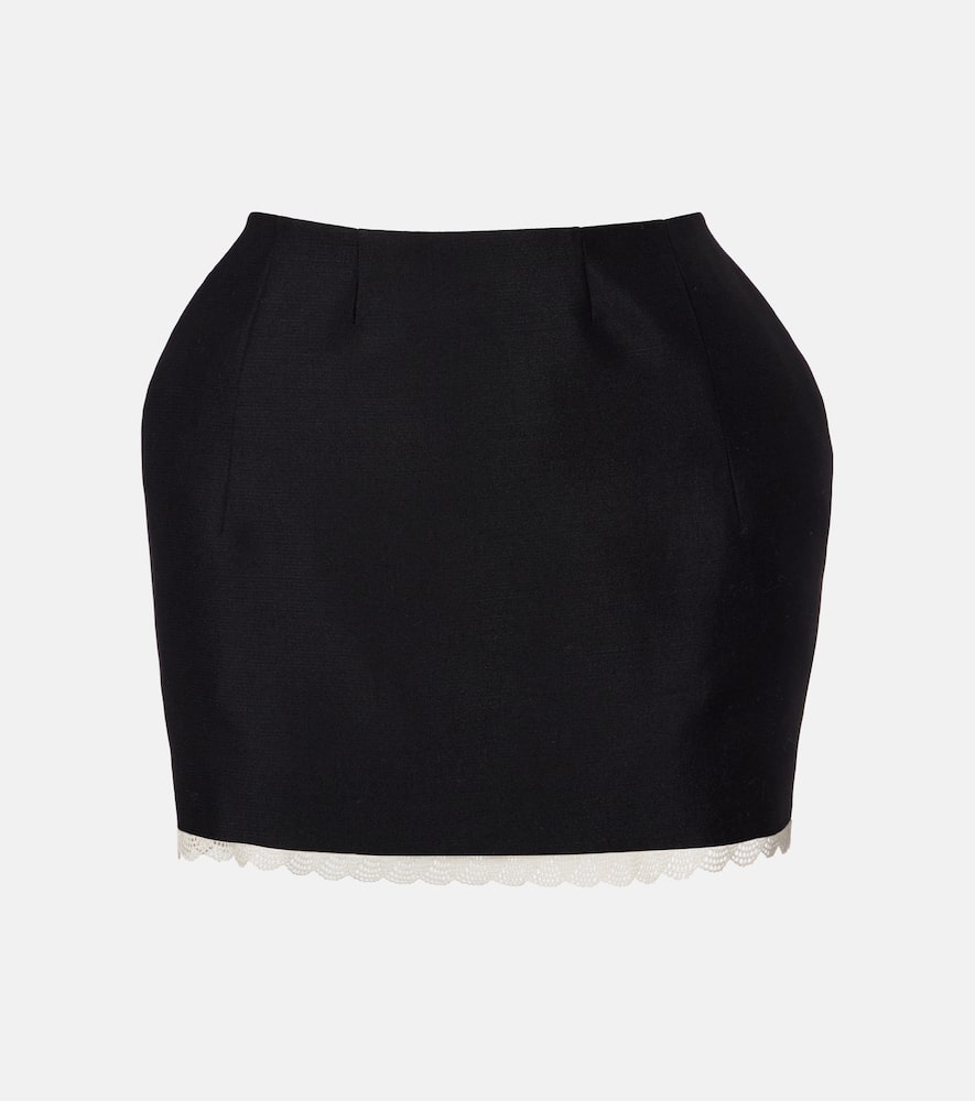 Lace-trimmed wool and mohair miniskirt