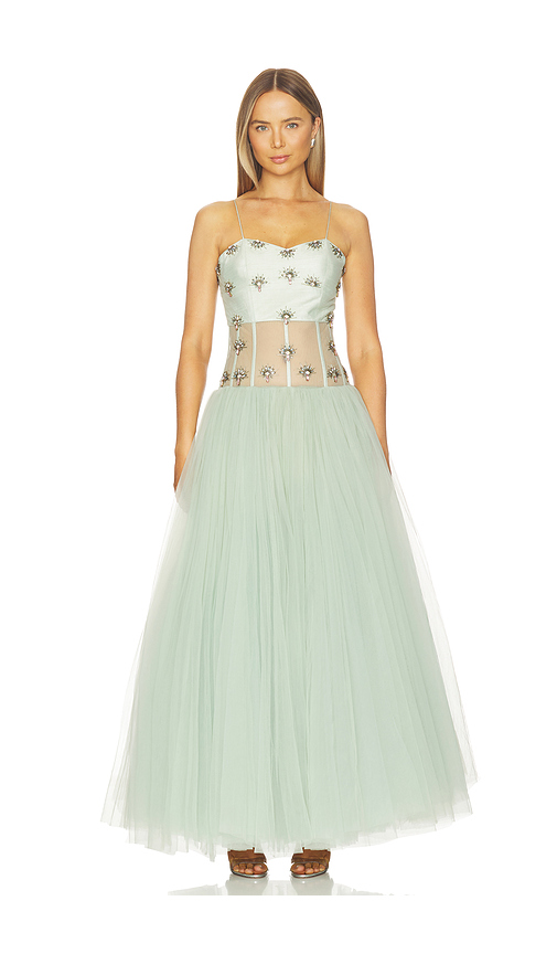 LA FUORI Serene Glacier Gown in Sage. XS. Also in S, M