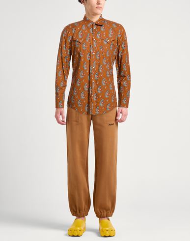 Man Shirt Camel Size 38 Cotton