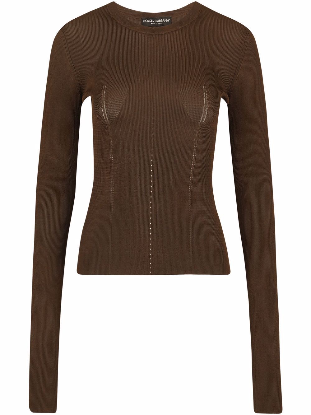 Ribbed knit top - Brown