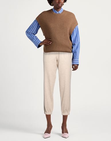 Woman Pants Beige Size L Virgin Wool