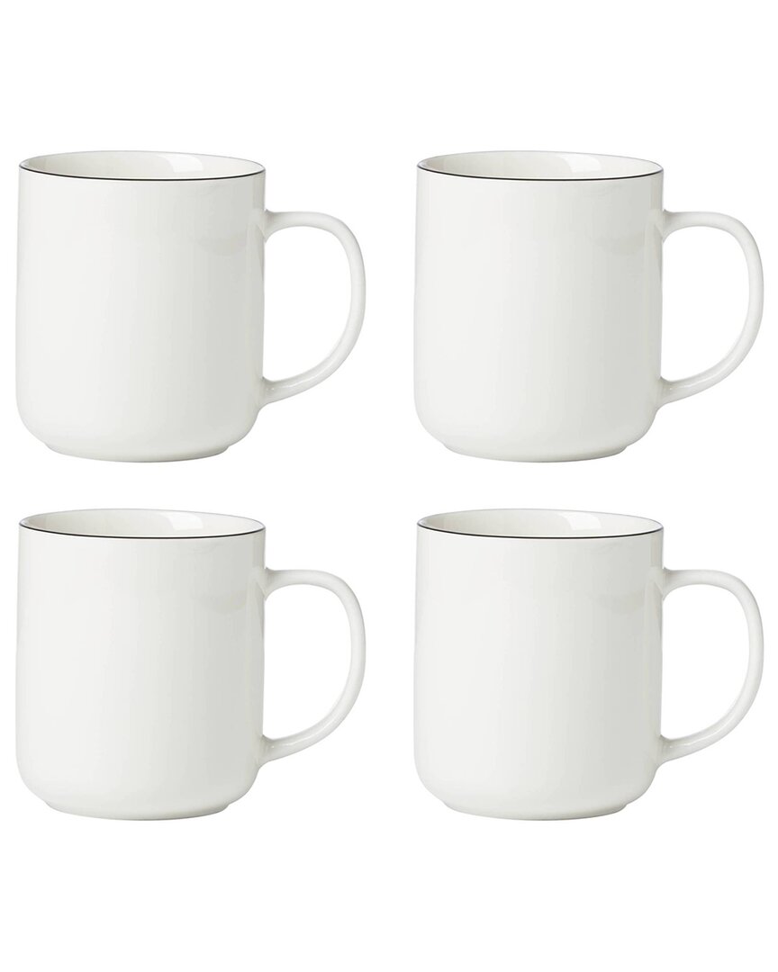 24 Seven Black Rim Mugs, Set Of 4