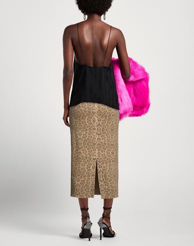 Woman Midi skirt Brown Size S Cotton, Polyester