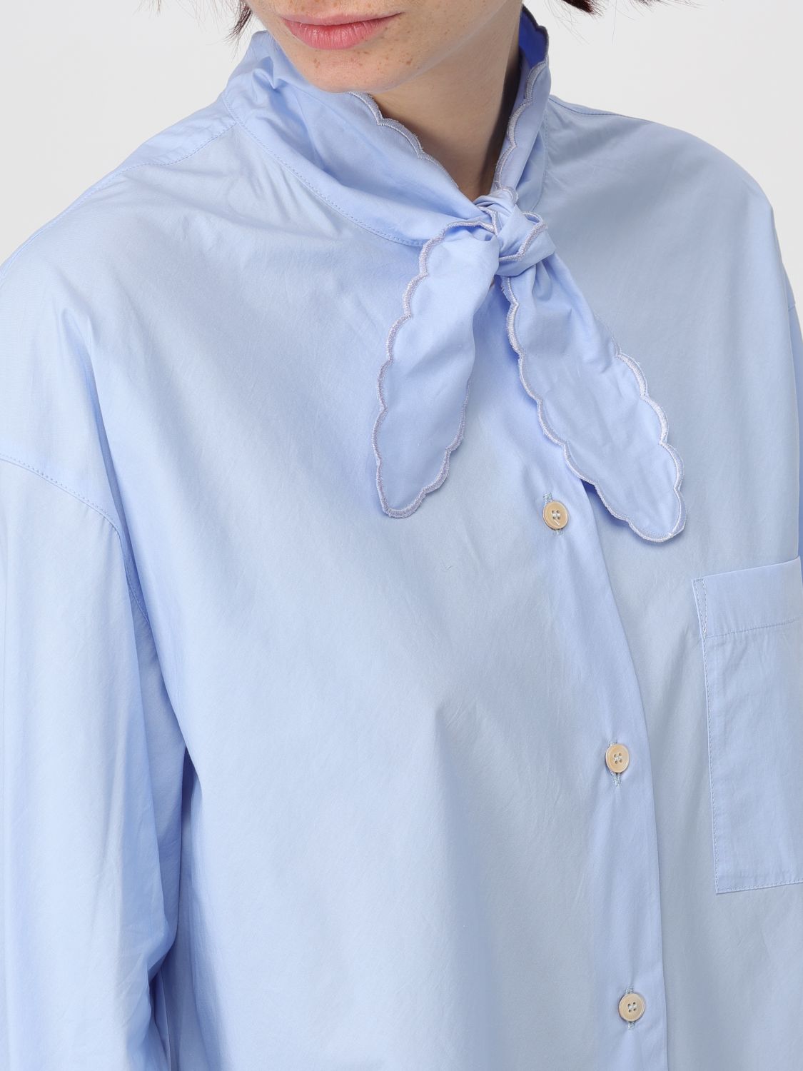Pussy-bow cotton shirt - White