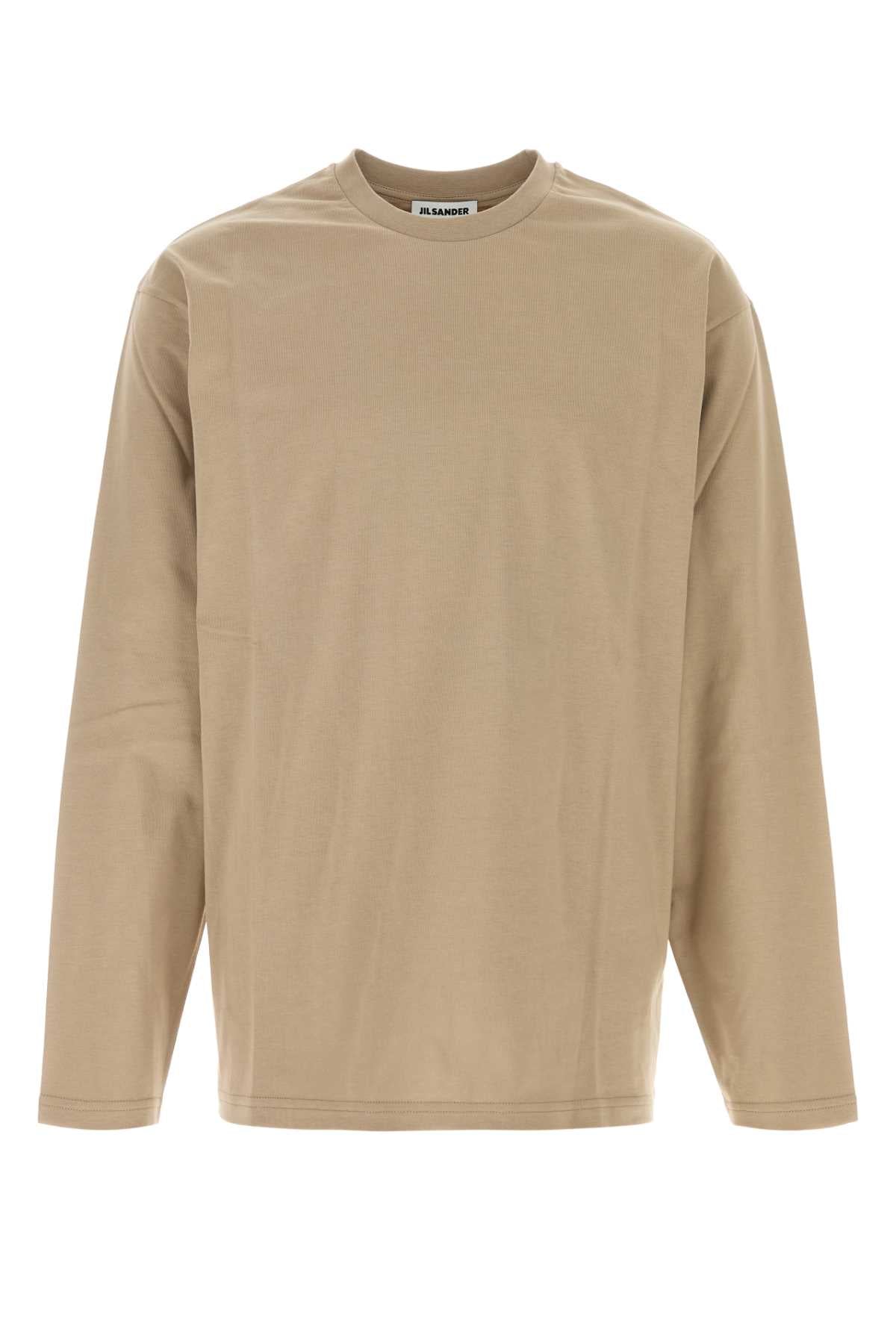 Cotton Long-Sleeve T-Shirt — Beige
