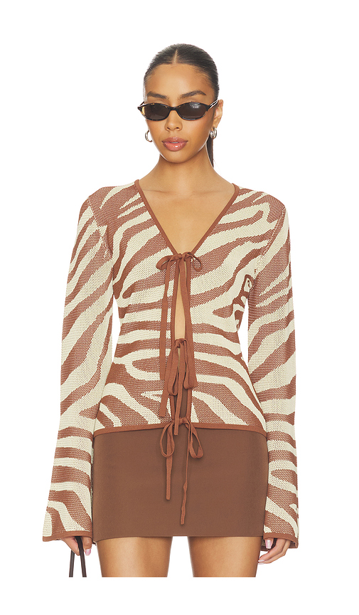 The Wolf Gang Sutton Knit Blouse in Brown,Neutral. L. Also in XS, S