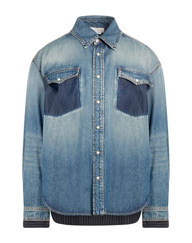 Man Denim shirt Blue Size 42 Cotton, Polyamide