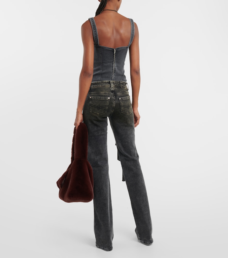 Low-rise denim cargo pants