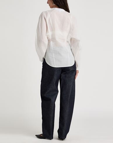 Alaïa Woman Shirt White Size 6 Cotton, Linen