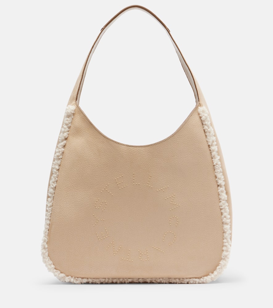 Teddy-trimmed shoulder bag
