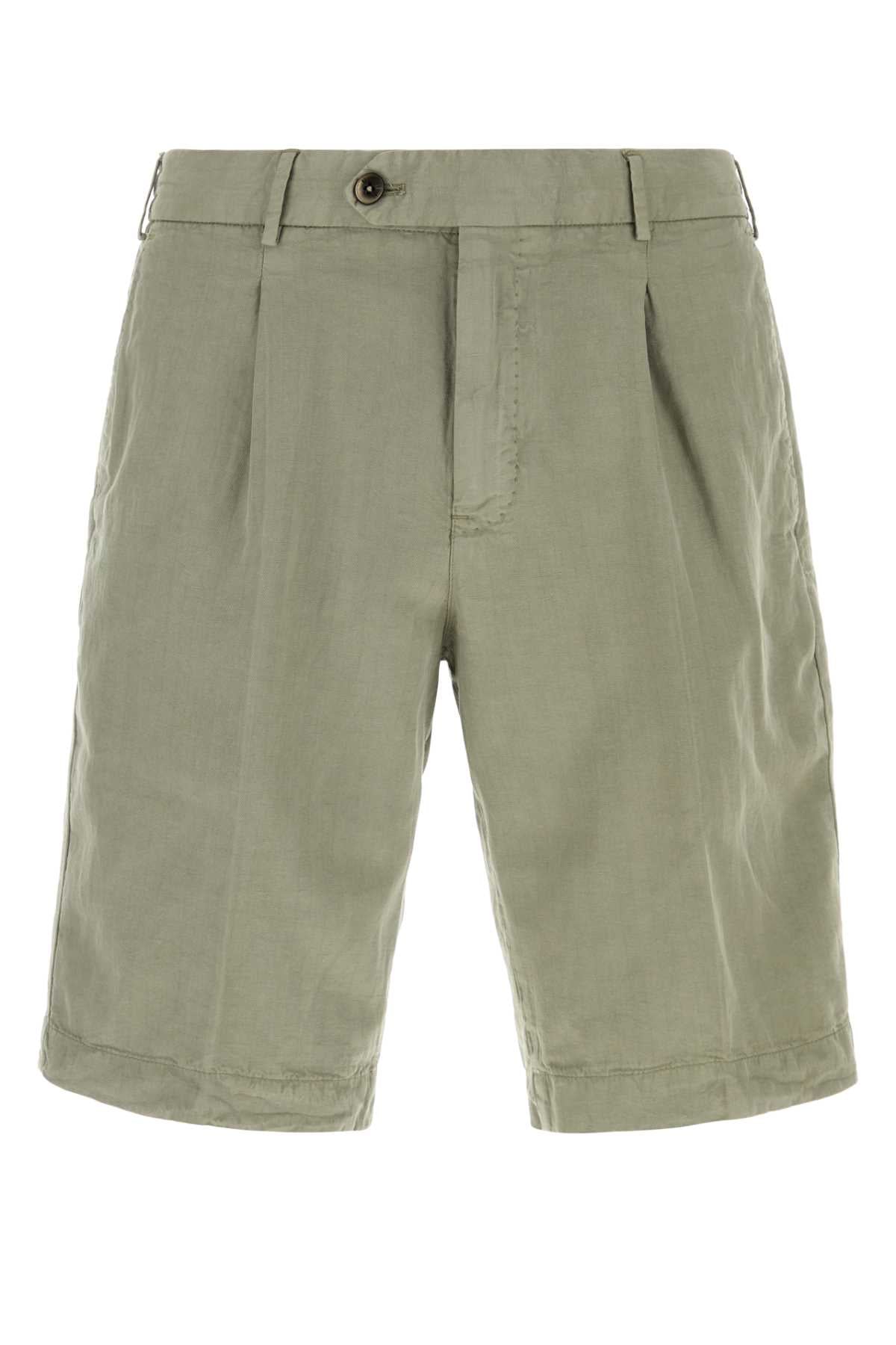 Lyocell-Linen Blend Bermuda Shorts — Green