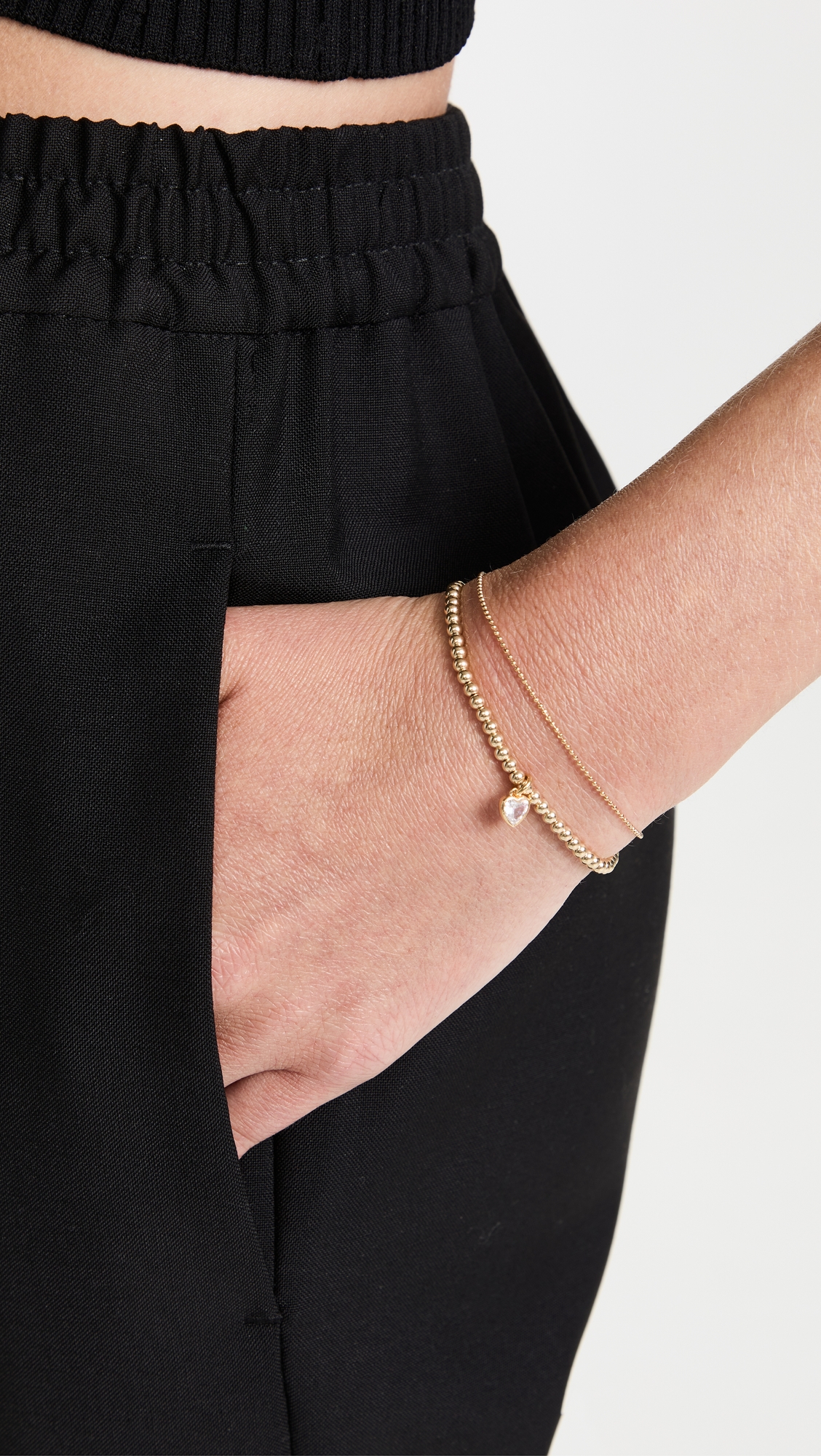 1MM Diamond Cut Ball Chain Bracelet Yellow Gold One Size