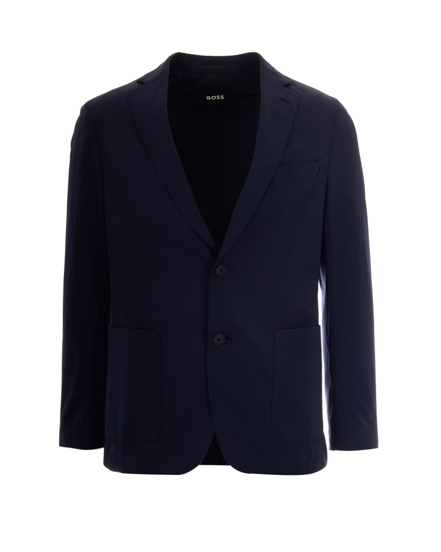 Navy Blue Notched Lapel Jacket