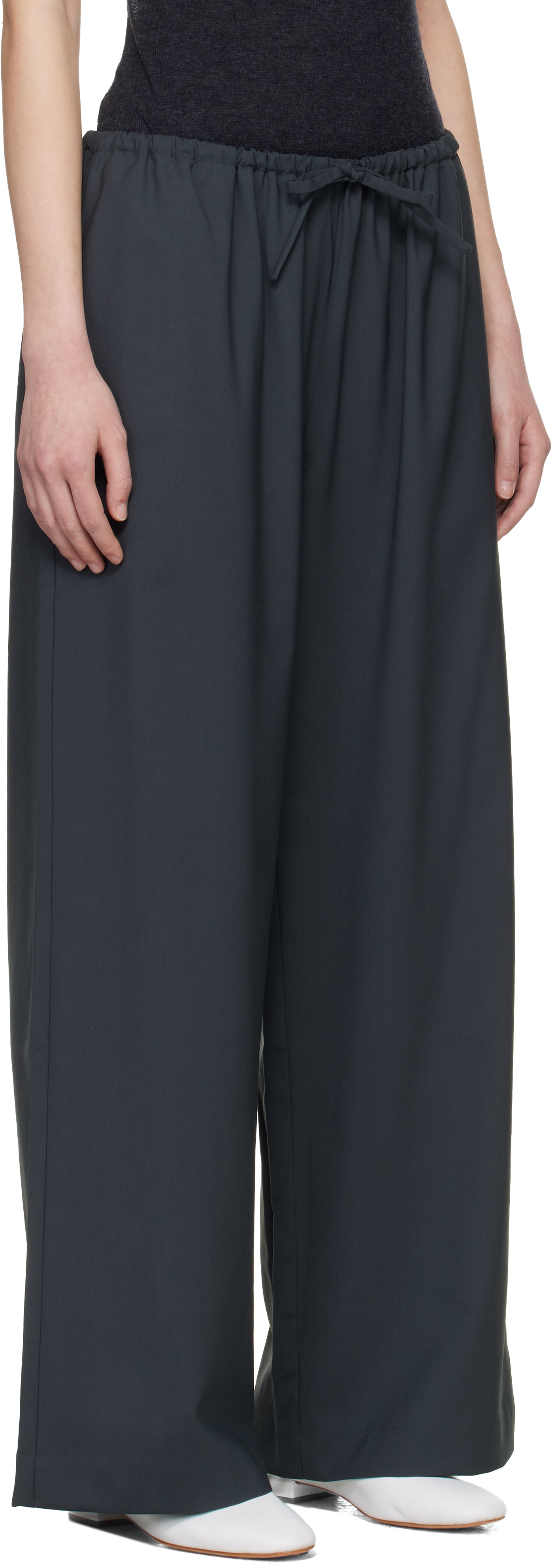 Gray Tailored Drawstring Trousers