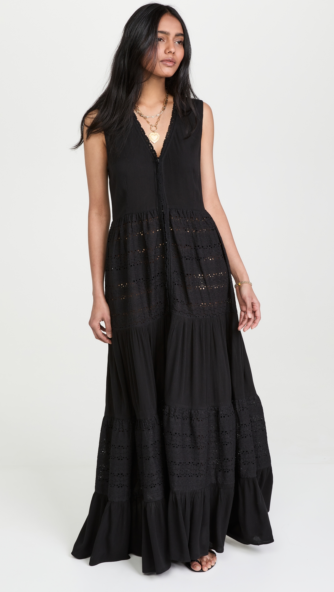 Eyelet Maxi Dress Black