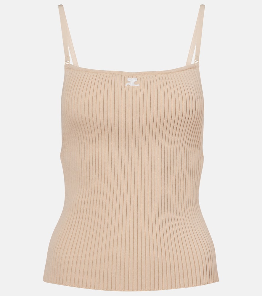 Courrèges Logo ribbed-knit tank top