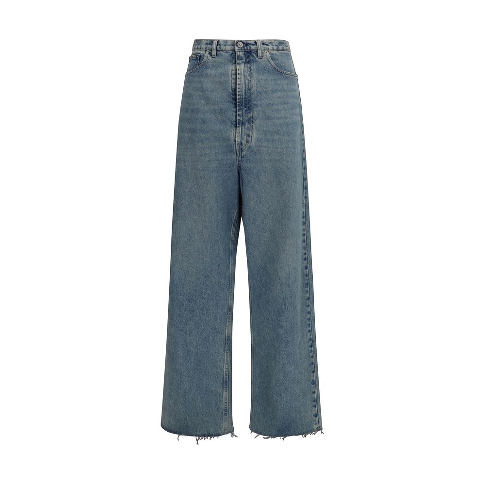High-Waisted Wide-Leg Jeans — Blue