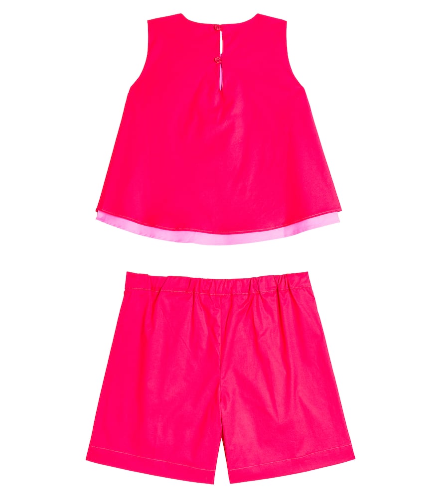 Cotton-blend top and shorts set