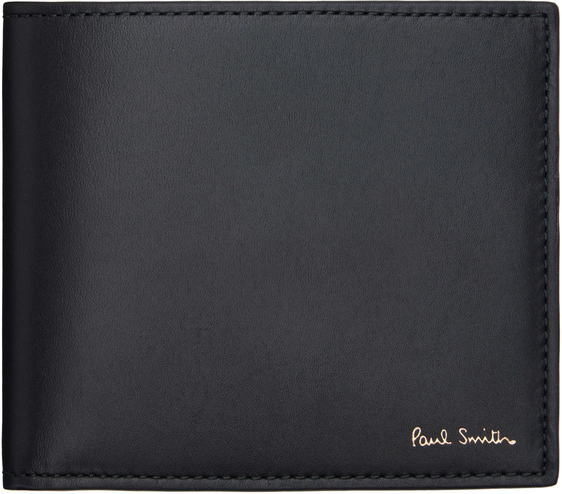 Black Leather 'Signature Stripe' Interior Billfold & Coin Wallet