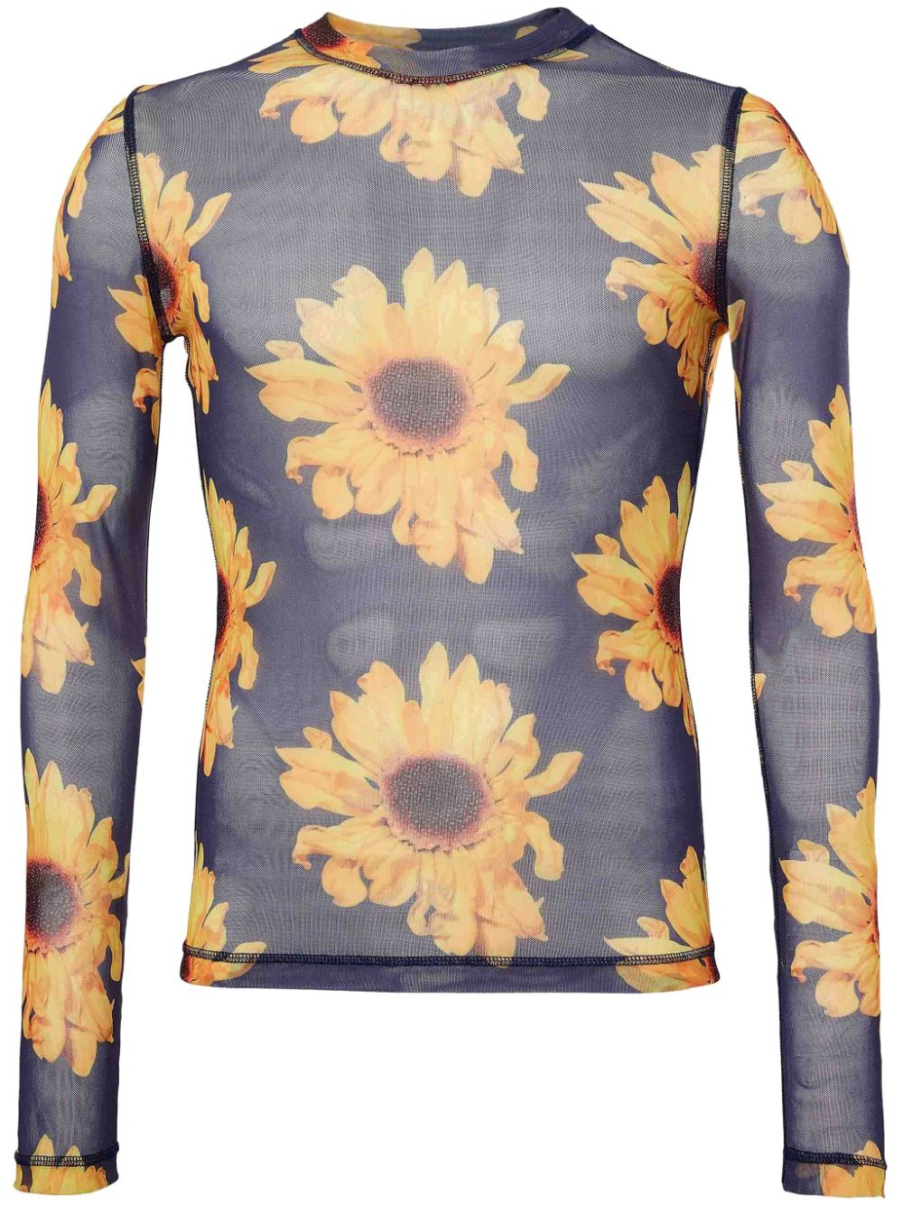 Floral-print sheer top - Blue