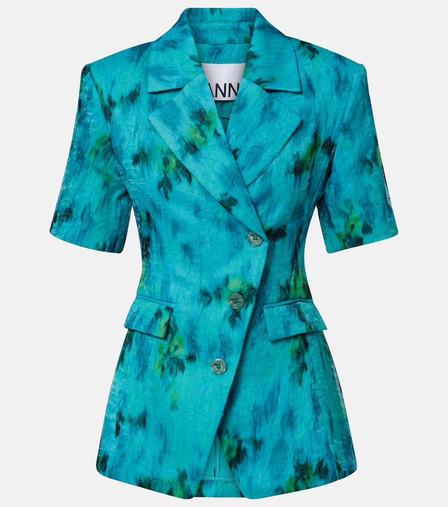 Printed organza blazer