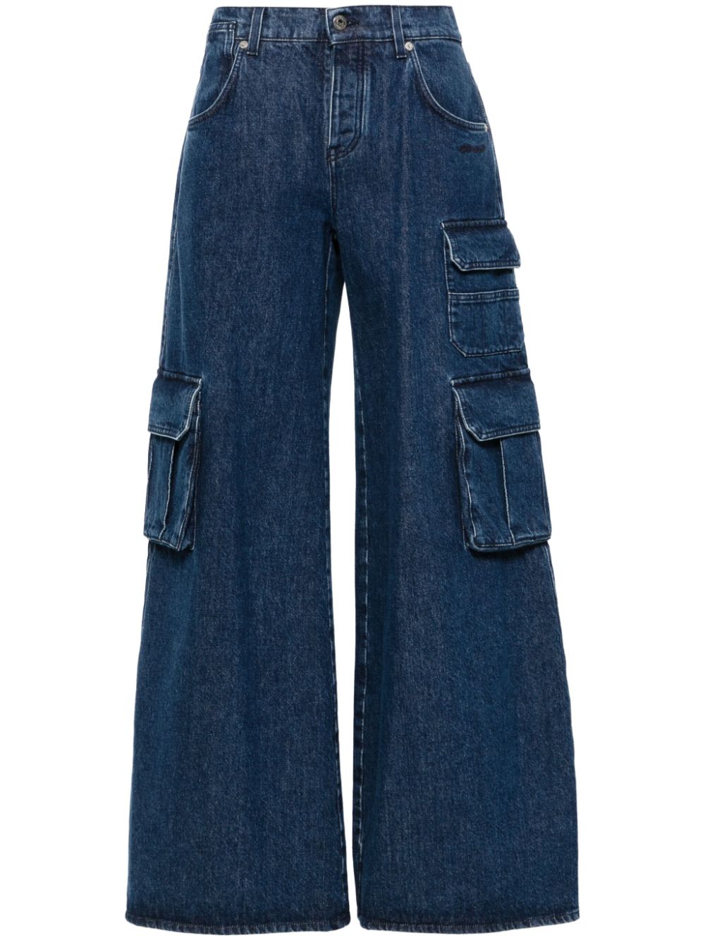 Wide-leg cargo jeans - Blue