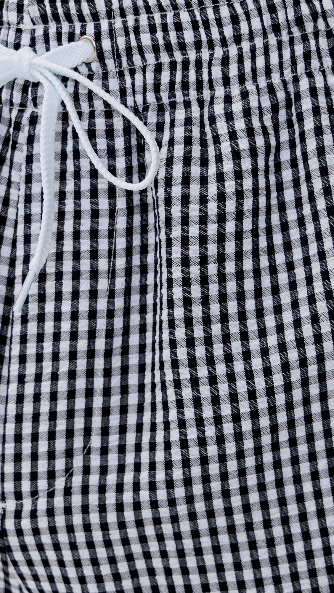 Checked Seersucker Swim Trunks Black