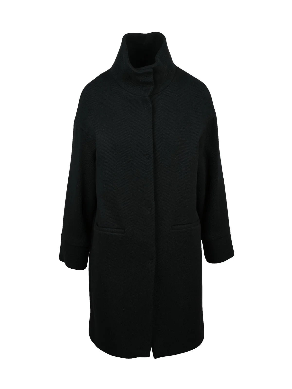 Black Virgin Wool-Blend Coat