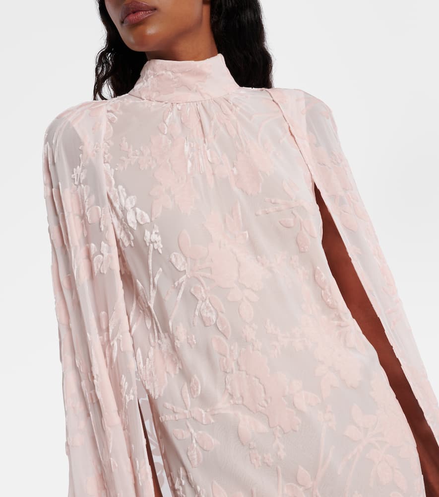Caped velvet devoré gown