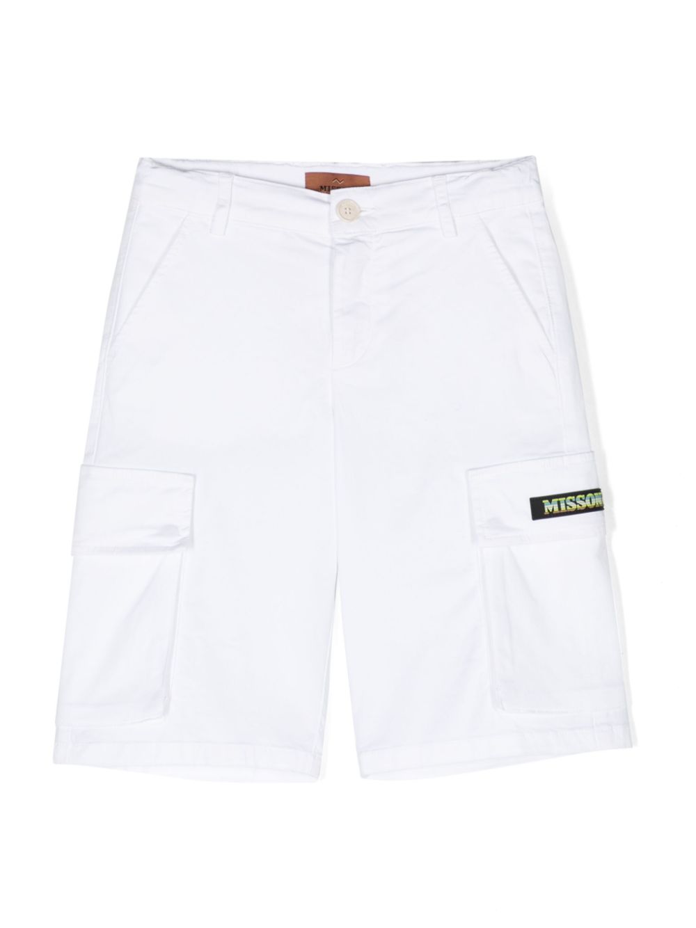 Logo-patch cotton cargo shorts - White
