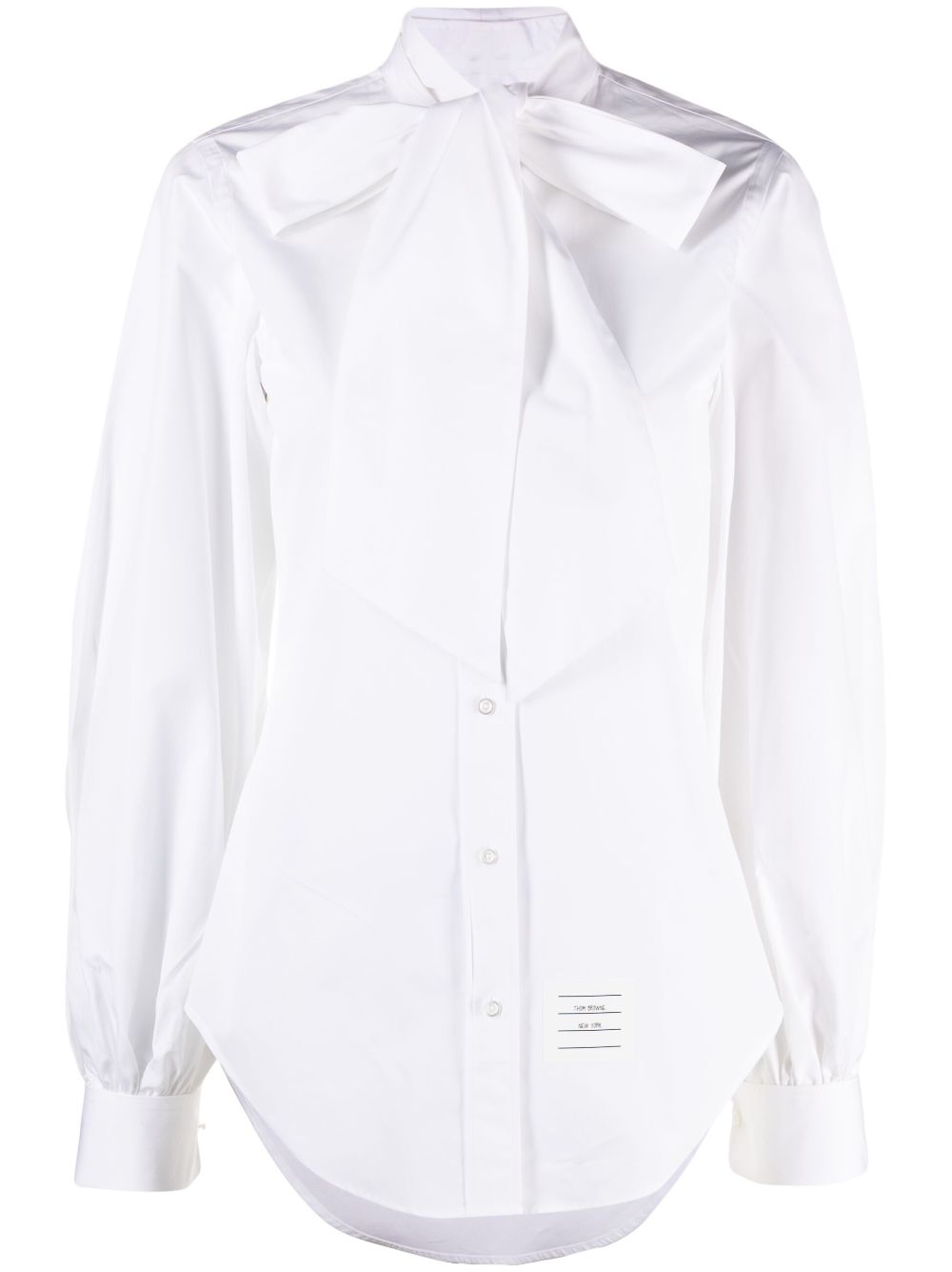 Oversized-bow poplin cotton shirt - White
