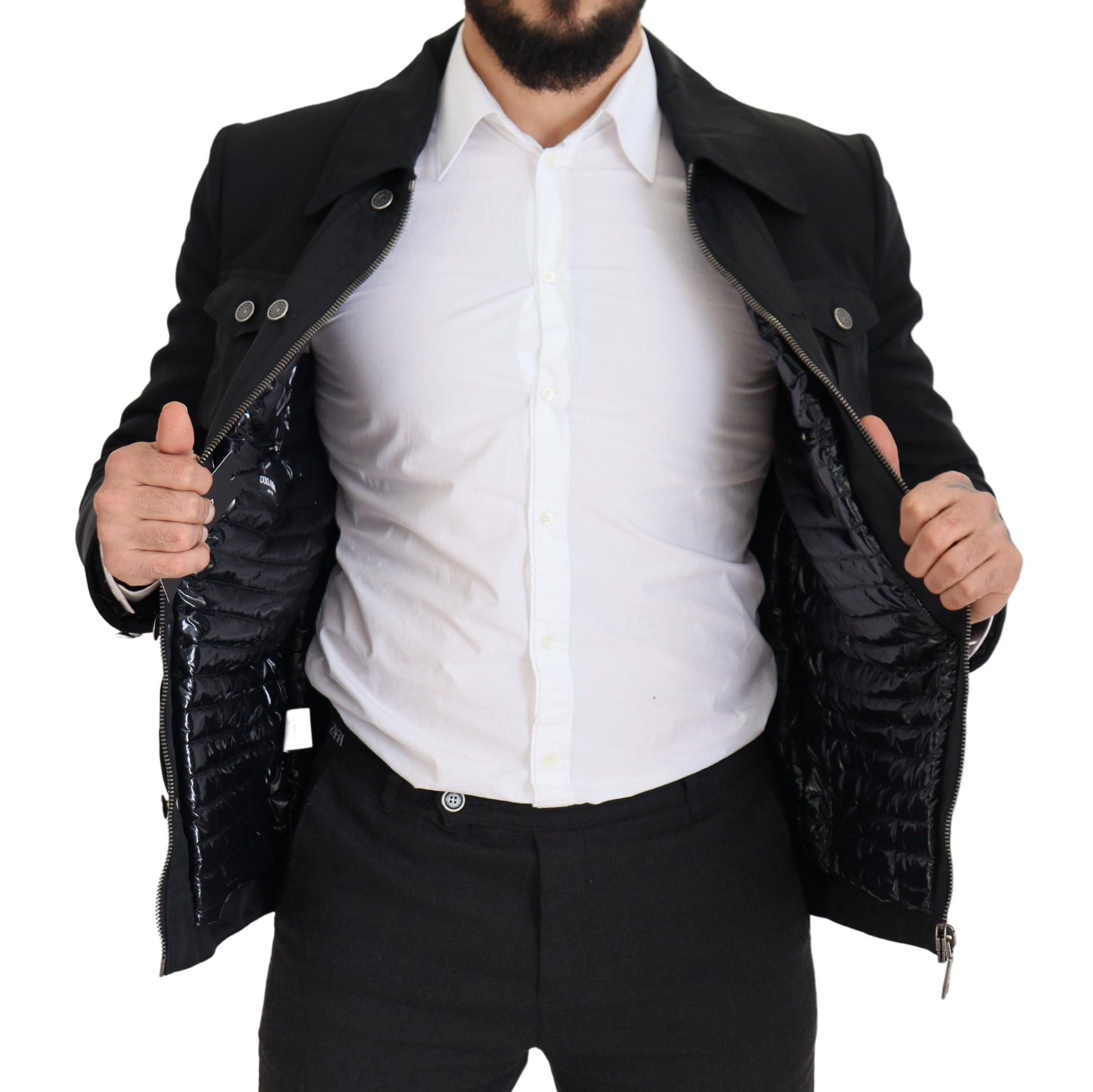 Virgin Wool Blend with Quilted Lining Blazer — Black