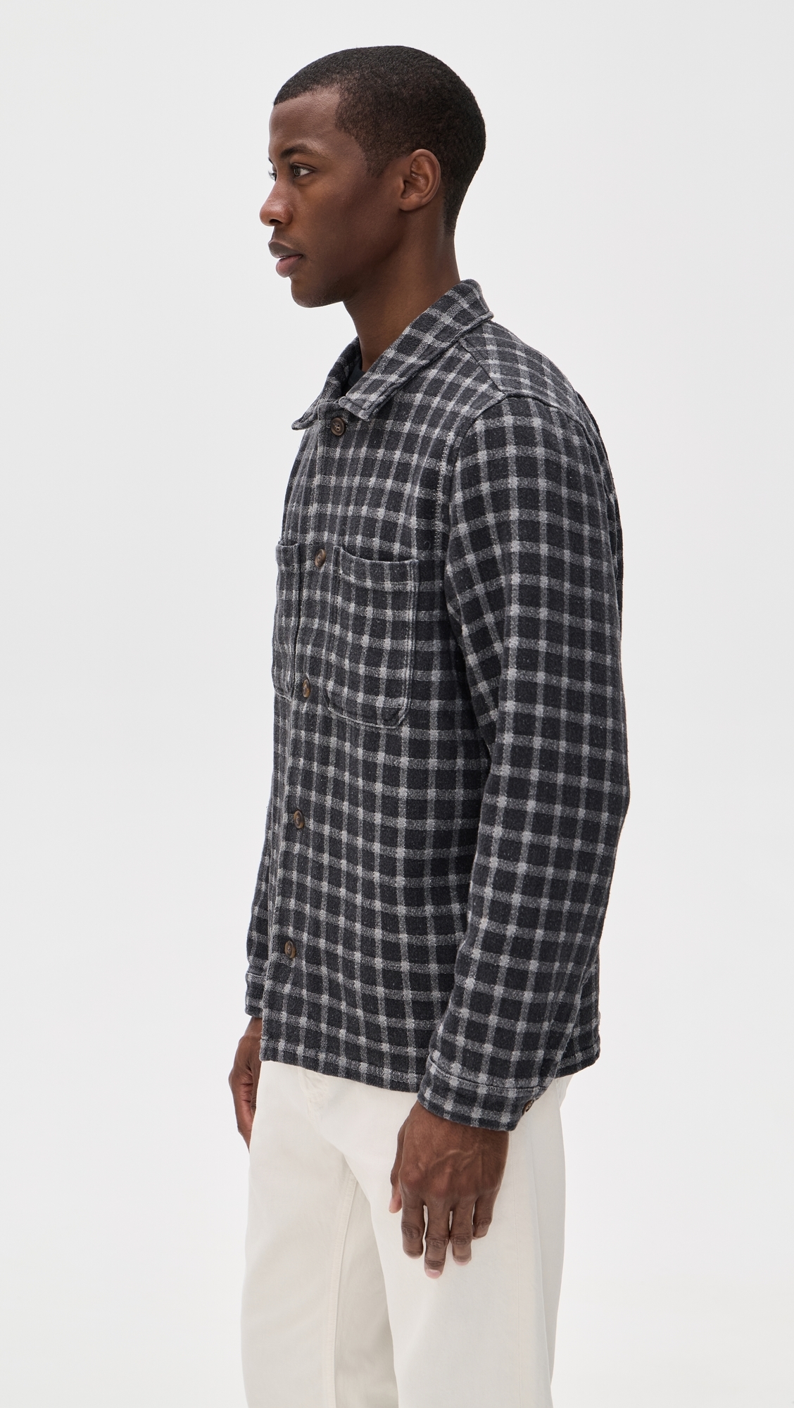 Jacquard Check Shirt Charcoal