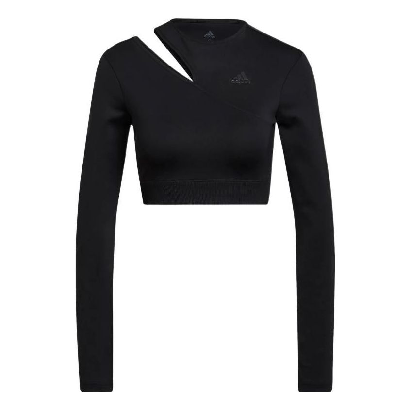(WMNS) Solid Color Sports Gym Long Sleeves Black