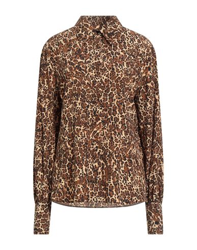 Woman Shirt Camel Size 6 Silk, Elastane