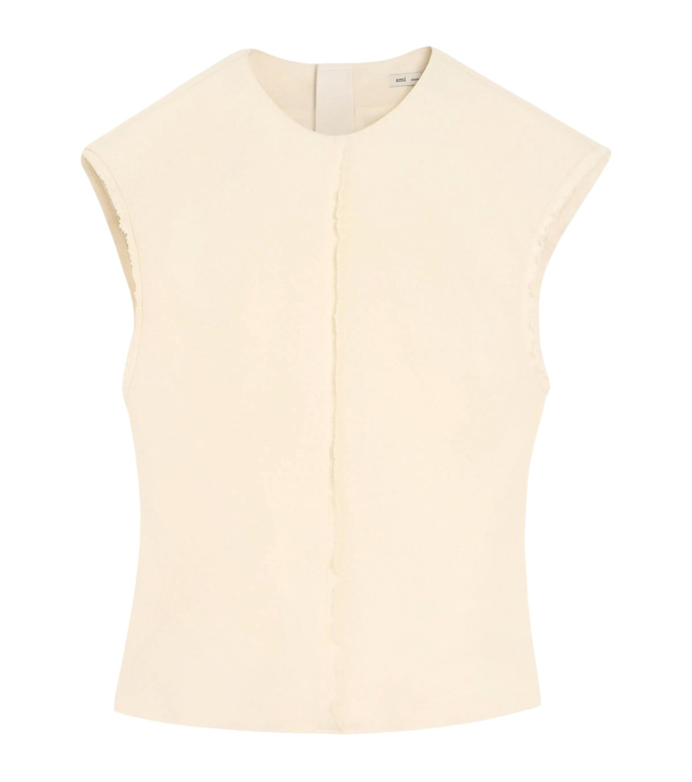 Off White Round Neck Top