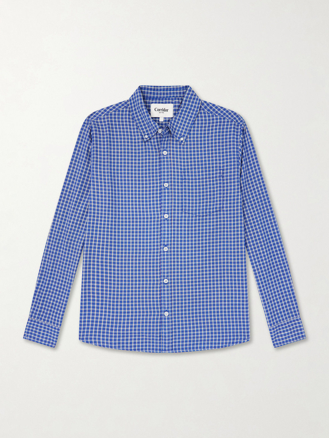 Bruce Button-Down Collar Checked Cotton-Blend Poplin Shirt